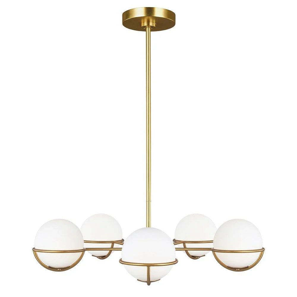 Apollo LED Chandelier – 5-Light in Burnished Brass & Polished Nickel