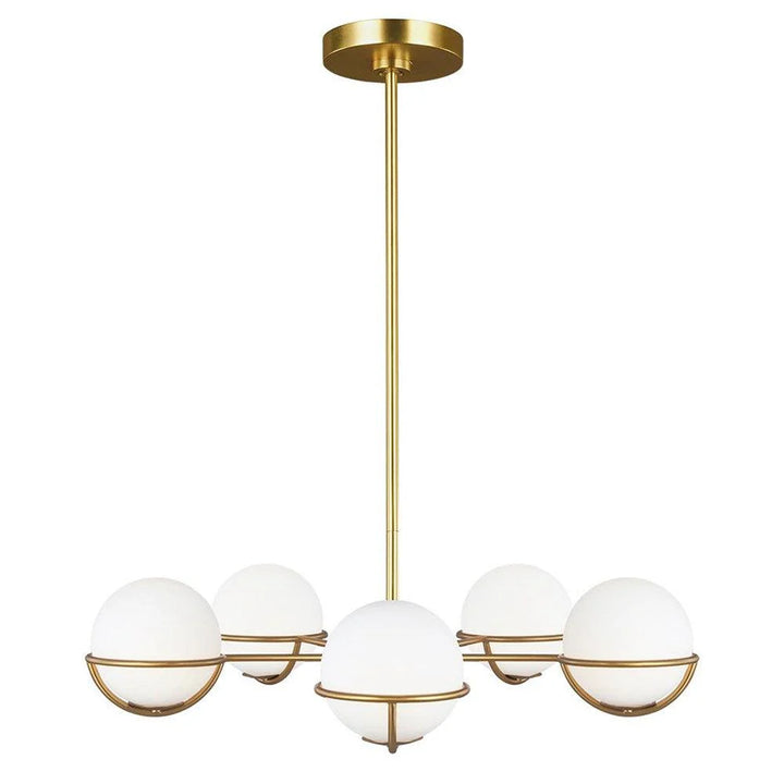 Apollo LED Chandelier – 5-Light in Burnished Brass & Polished Nickel