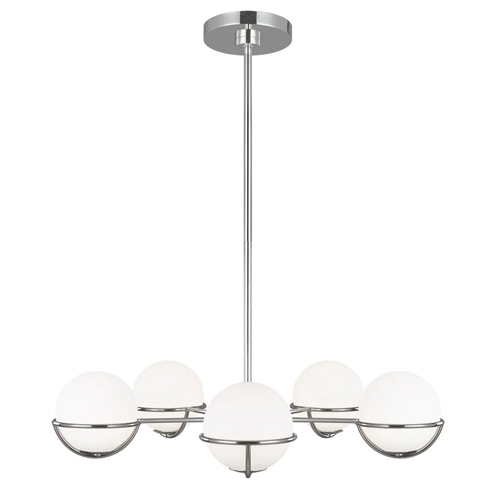 Apollo LED Chandelier – 5-Light in Burnished Brass & Polished Nickel