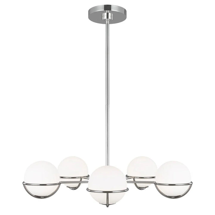 Apollo LED Chandelier – 5-Light in Burnished Brass & Polished Nickel