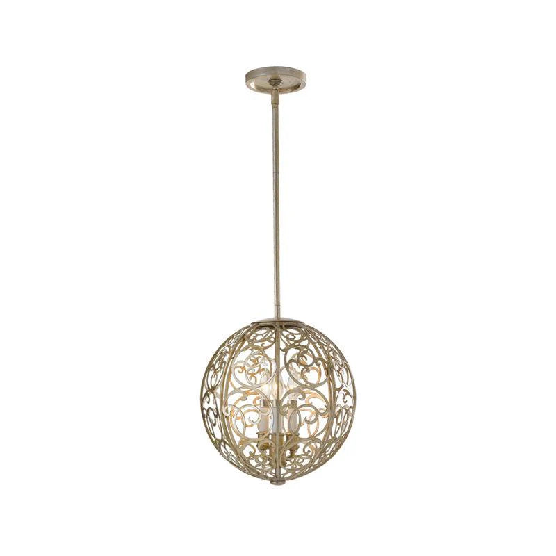 Arabesque Chandelier – 3Lt/4Lt in Silver Leaf Patina