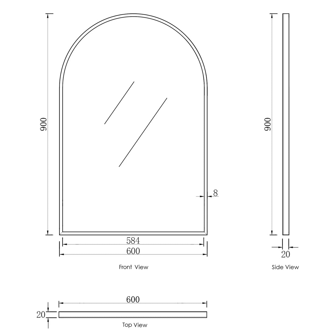 Archie 900x600 Gold Metal Framed Mirror