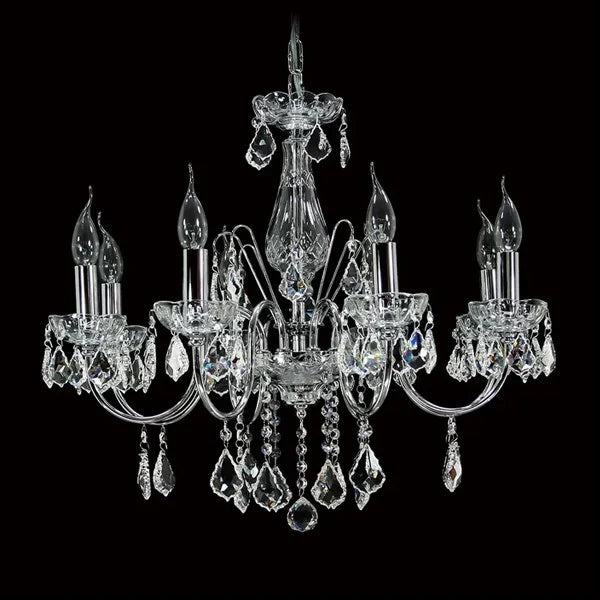 Asfour Crystal 8-Light Chandelier – Chrome, Gold, or Black