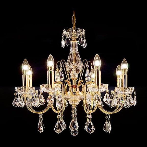Asfour Crystal 8-Light Chandelier – Chrome, Gold, or Black