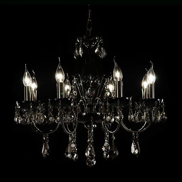Asfour Crystal 8-Light Chandelier – Chrome, Gold, or Black