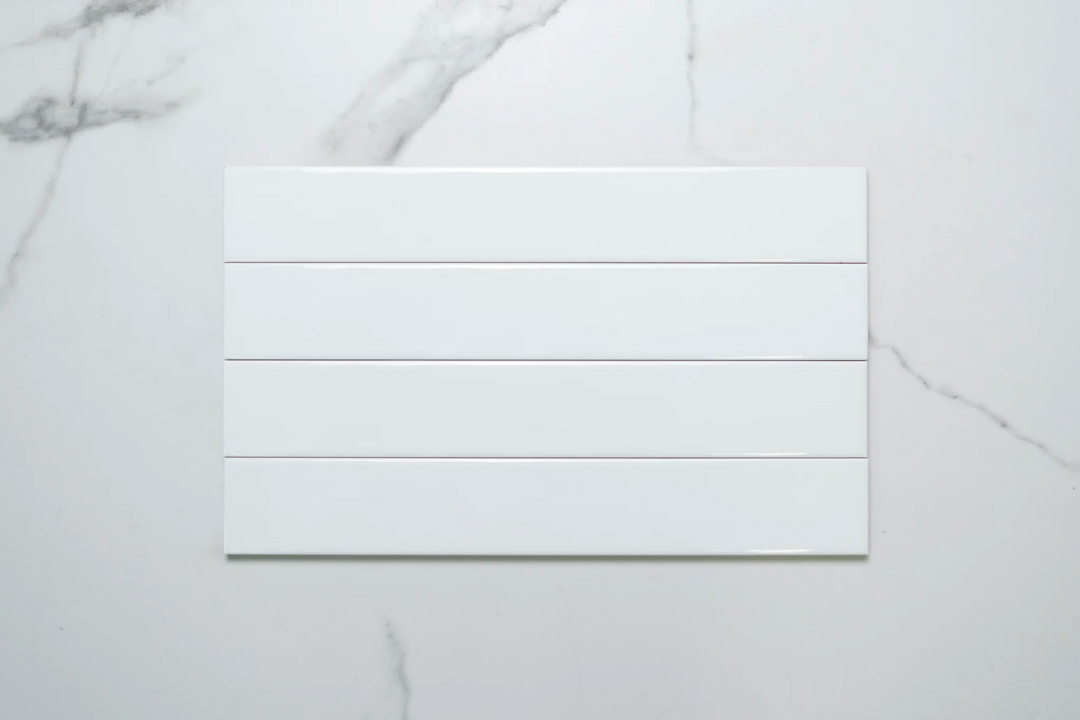 Atlantis White Gloss 60x400 – Glossy White Ceramic Wall Tiles with Smooth Flat Texture