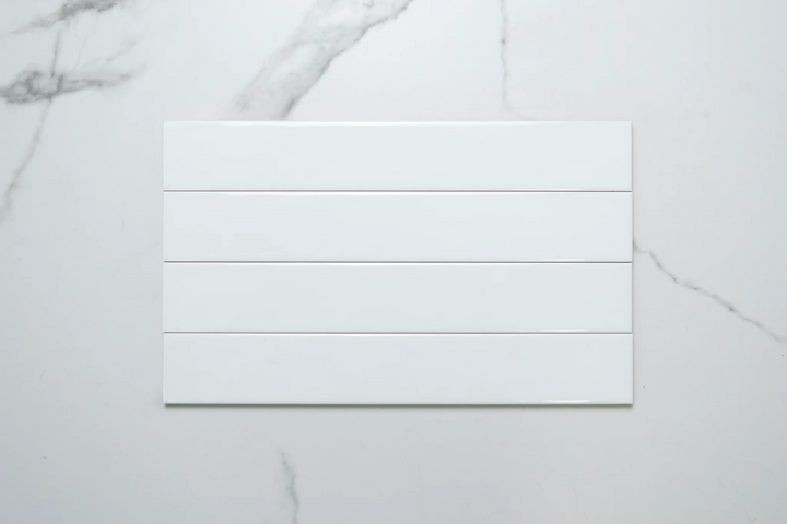 Atlantis White Gloss 60x400 – Glossy White Ceramic Wall Tiles with Smooth Flat Texture