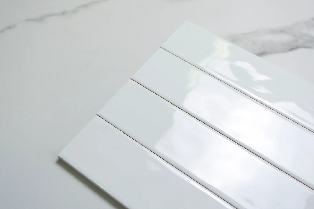 Atlantis White Gloss 60x400 – Glossy White Ceramic Wall Tiles with Smooth Flat Texture