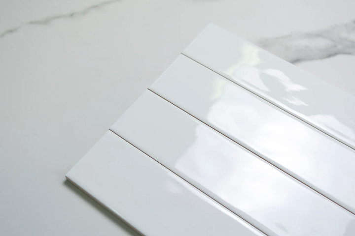 Atlantis White Gloss 60x400 – Glossy White Ceramic Wall Tiles with Smooth Flat Texture