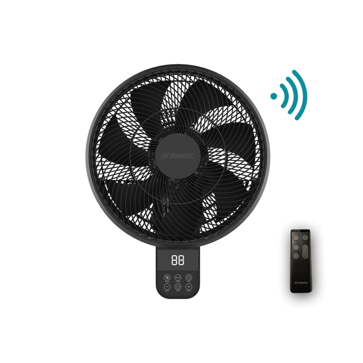 14" Avalon DC Wall Fan Matt Black, White MWFA350 Martec Lighting