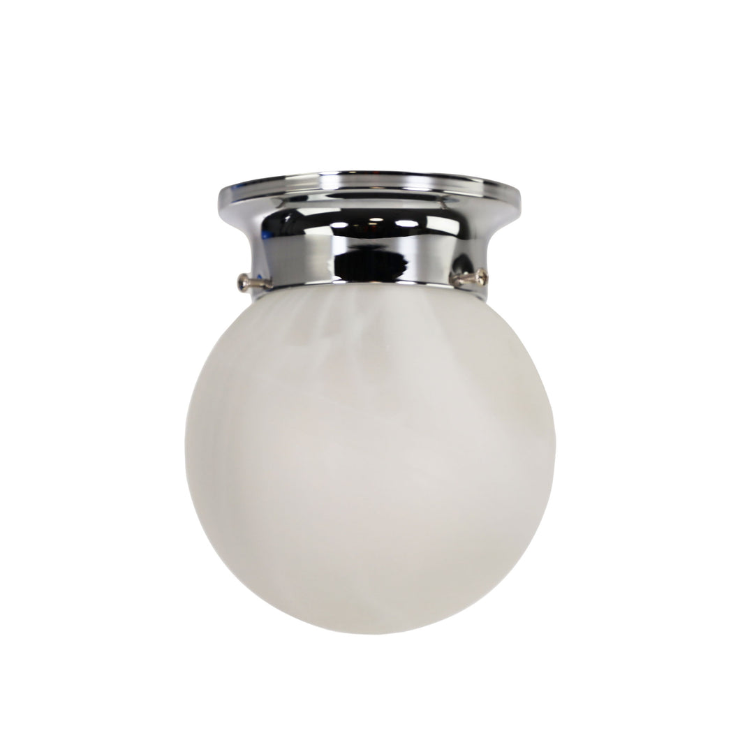 BATTEN FIX Classic Alabaster Glass Shade with Chrome Plated Metalware