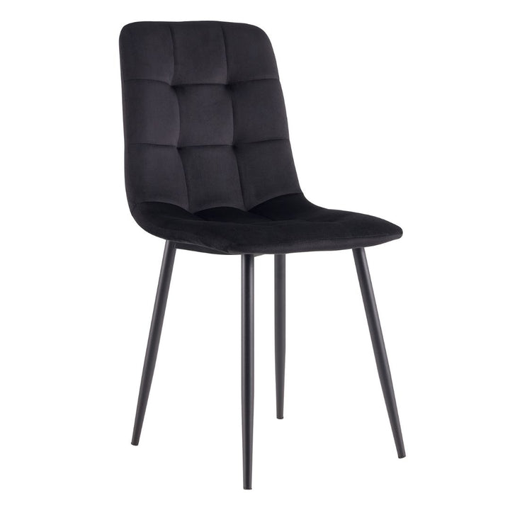 Fiore 7 Pce Dining White Marble/Black Velvet Chairs