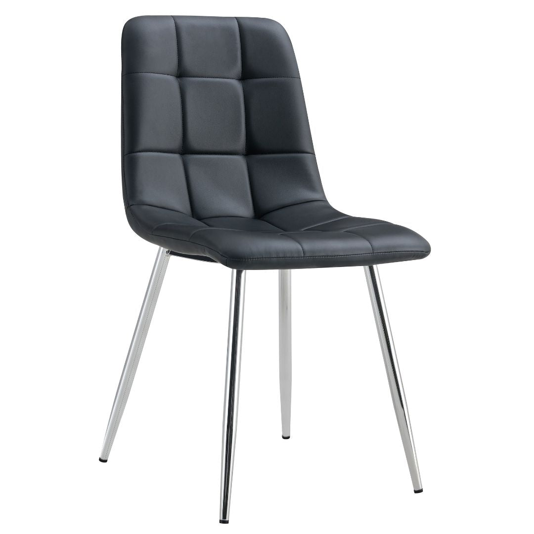 Fiore Dining Chair Black Faux Leather/Chrome leg