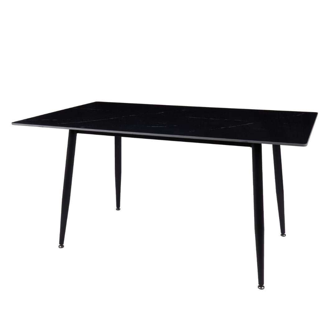 Fiore 7 Pce Dining Black Marble/Black Velvet Chairs