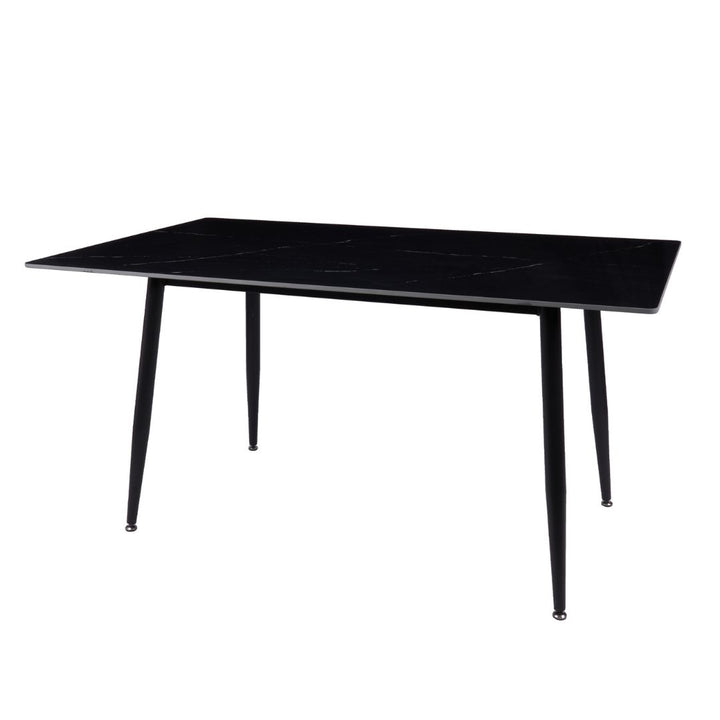 Fiore 7 Pce Dining Black Marble/Black Velvet Chairs