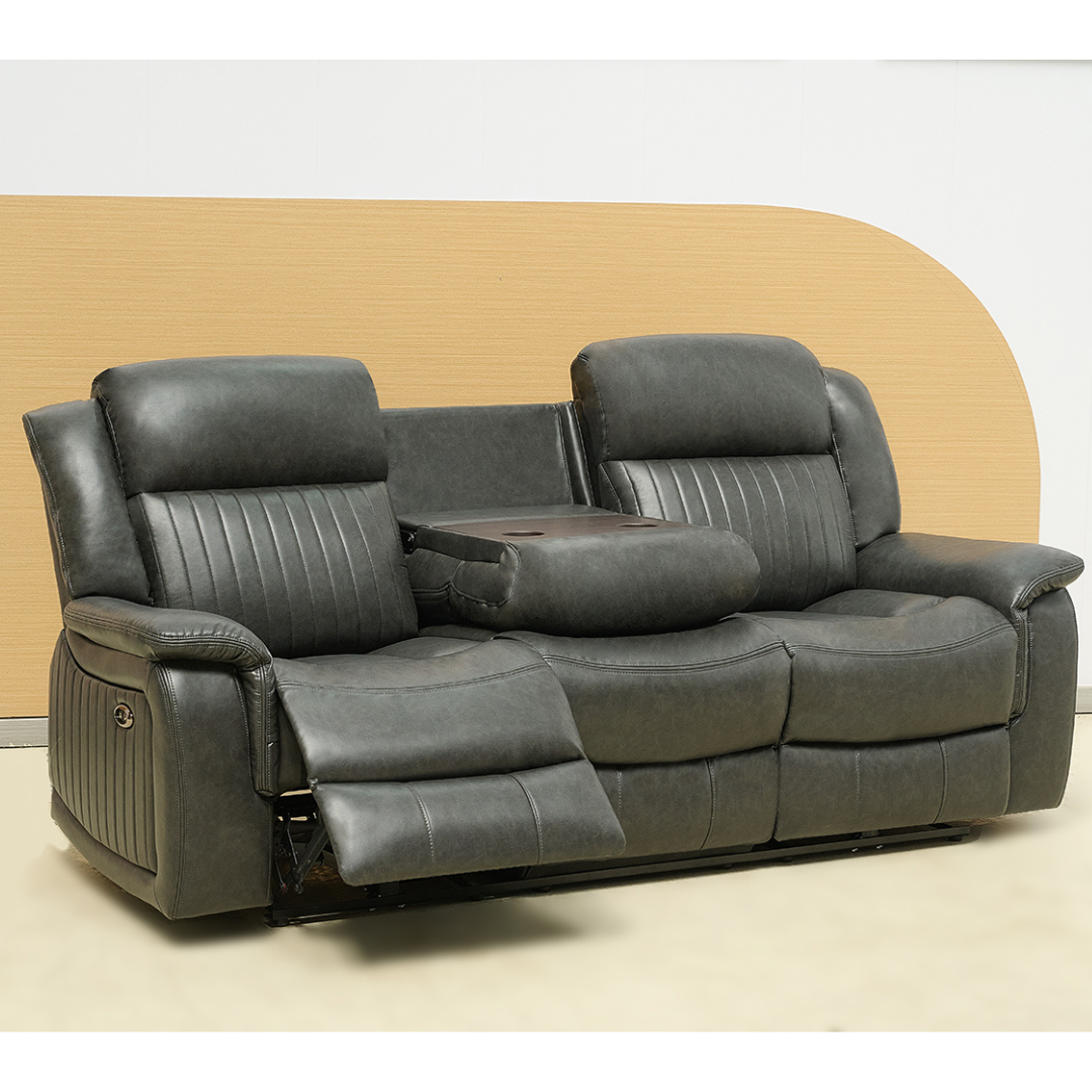 Paragon Power Motion 3 Seater Recliner Black Charcoal Faux Leather