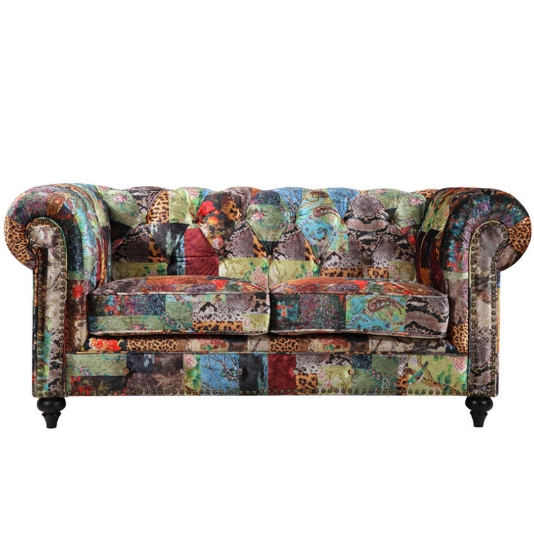 Chesterfield 2 Seater Lounge Digital Print Patchwork