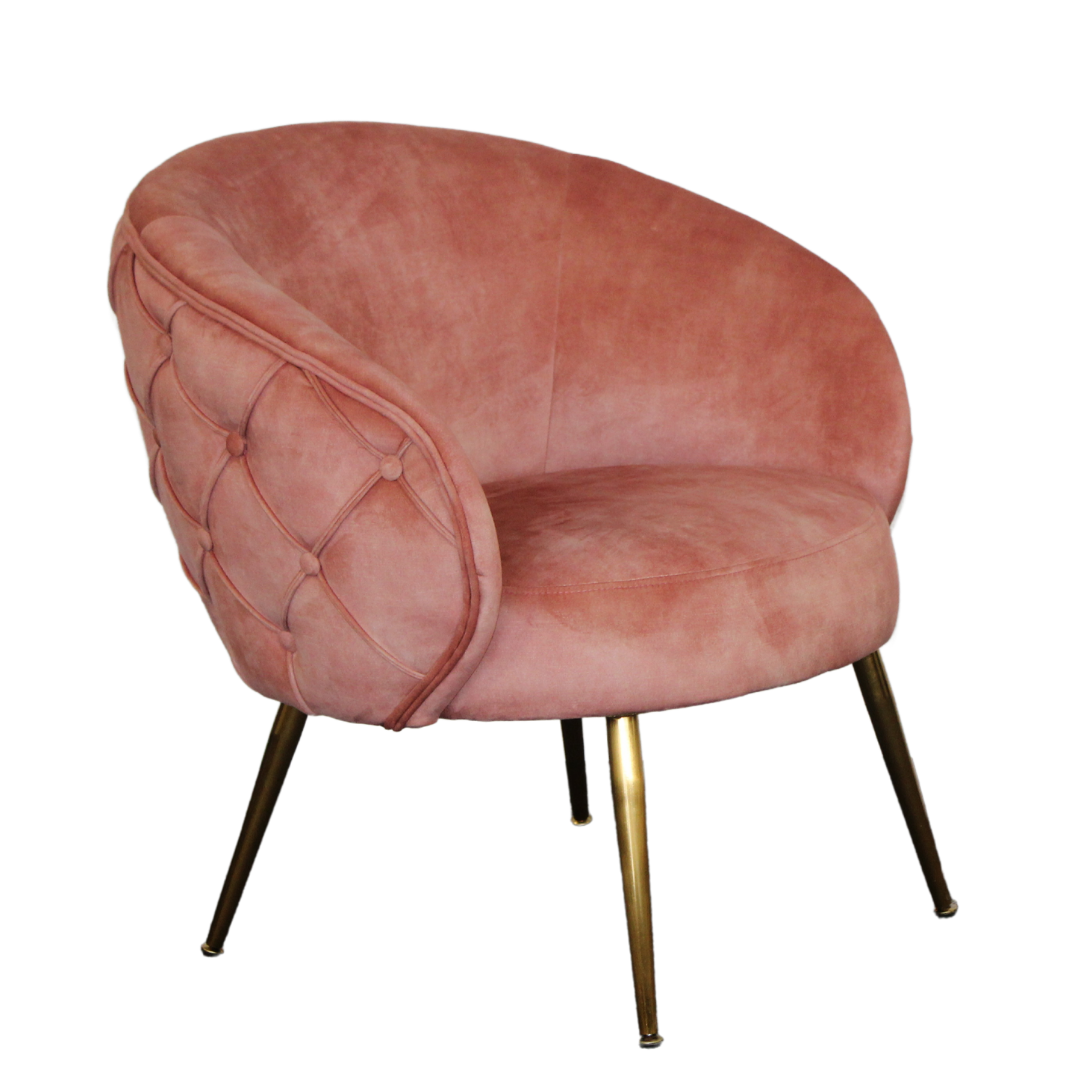 York Accent Chair -Diamond Tufted|Blush deluxe velvet