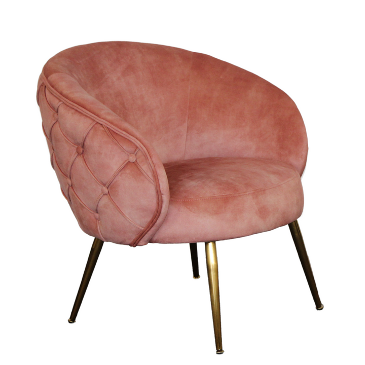 York Accent Chair -Diamond Tufted|Blush deluxe velvet