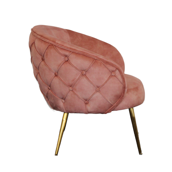 York Accent Chair -Diamond Tufted|Blush deluxe velvet