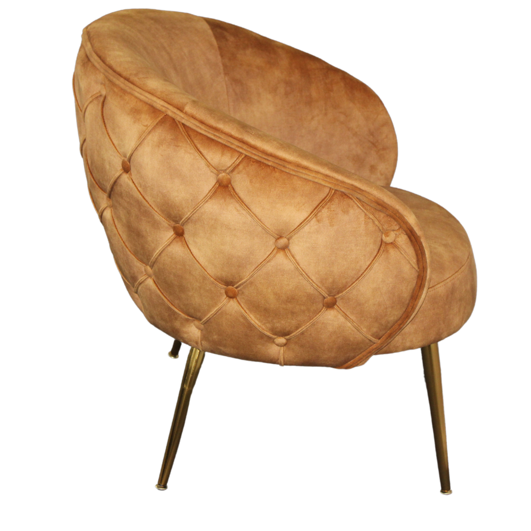 York Accent Chair -Diamond Tufted|Gold deluxe velvet