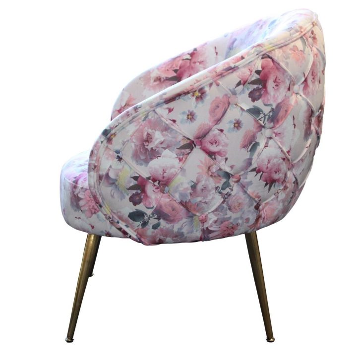 York Accent Chair -Diamond Tufted|Floral deluxe velvet