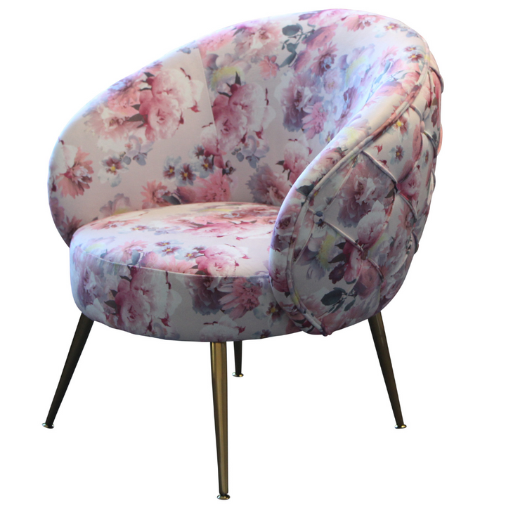 York Accent Chair -Diamond Tufted|Floral deluxe velvet