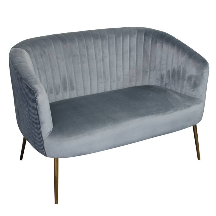 Perla 2 Seater Spruce velvet fluted back Gold legs