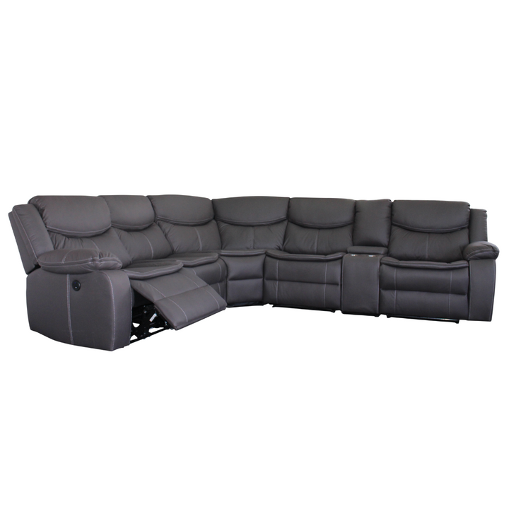 Otto 6 Pc Corner Recliner Suite Power Motion - Charcoal