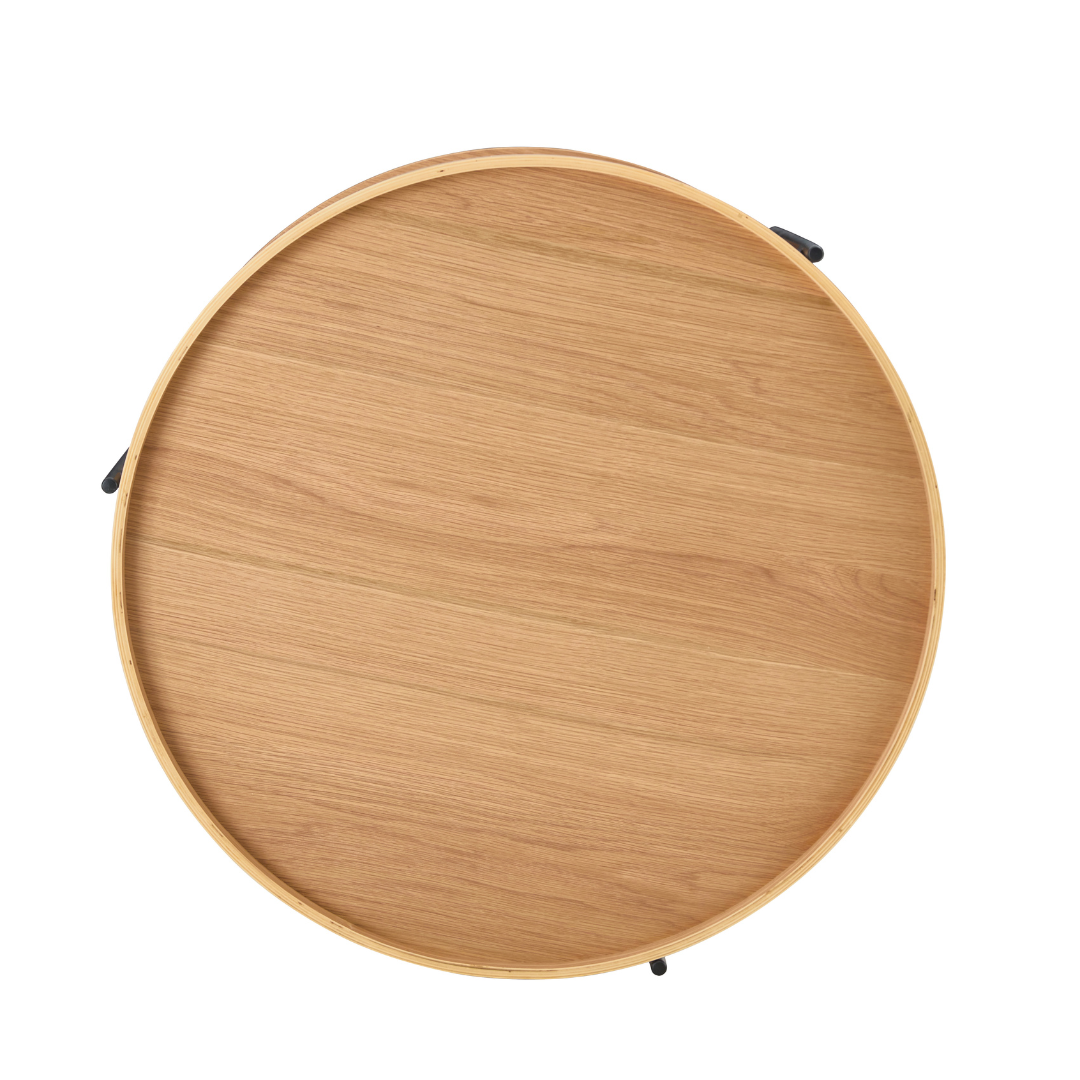 Giorgio Coffee Table with Shelf , Round Oak veneer