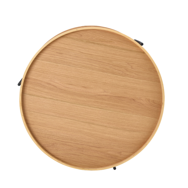 Giorgio Coffee Table with Shelf , Round Oak veneer