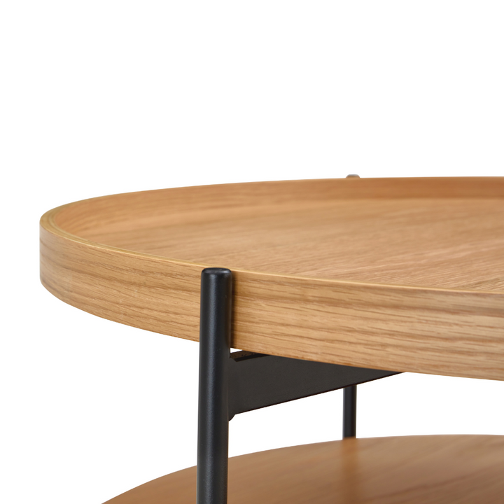 Giorgio Coffee Table with Shelf , Round Oak veneer