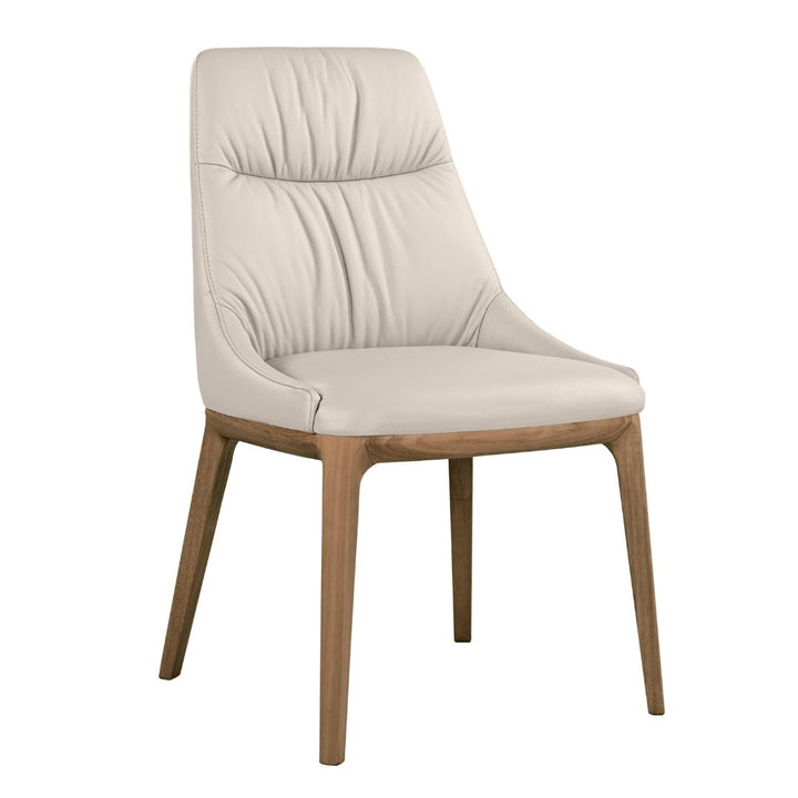 Italia Dining Chair Beige Full Leather/Walnut