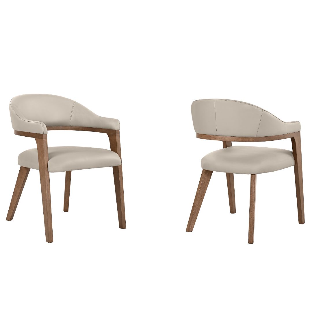 Monetti Dining Chair Beige Fabric/Walnut