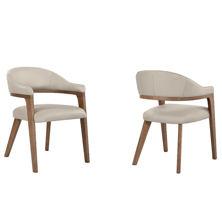 Monetti Dining Chair Beige Fabric/Walnut
