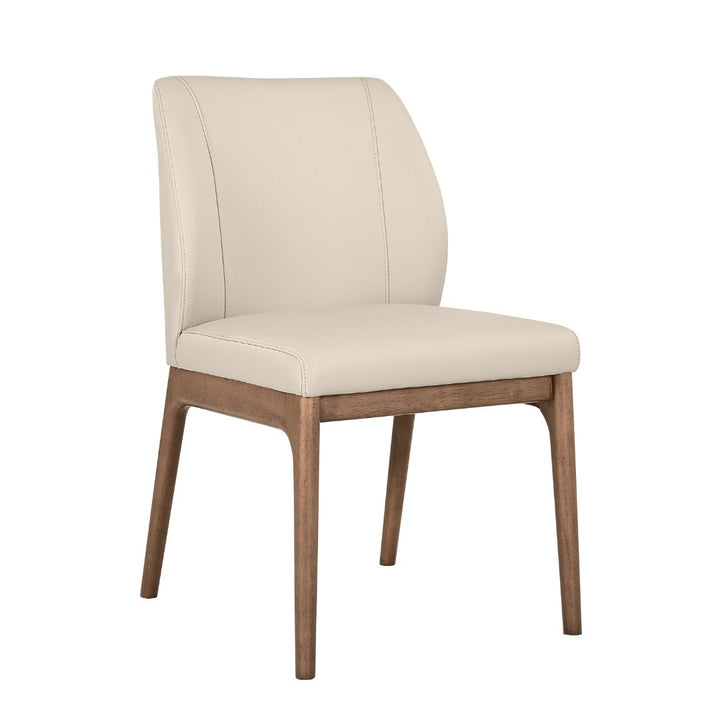 Capella Dining Chair Beige Full Leather/Walnut