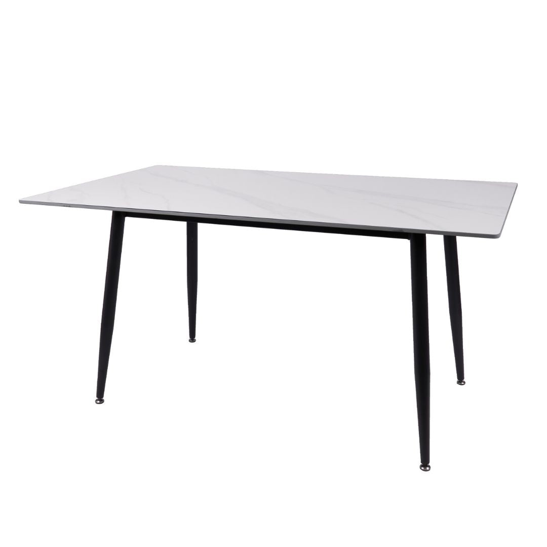 Fiore 7 Pce Dining - White Marble/Grey Velvet Chairs