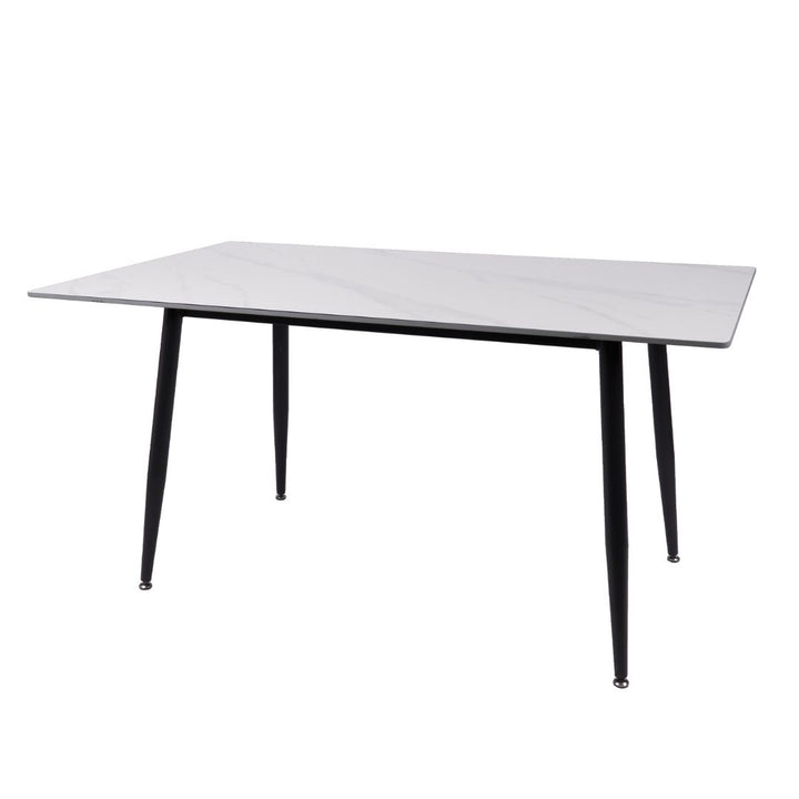 Fiore 7 Pce Dining - White Marble/Grey Velvet Chairs