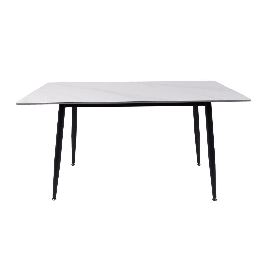Fiore 7 Pce Dining - White Marble with Fabric Chairs