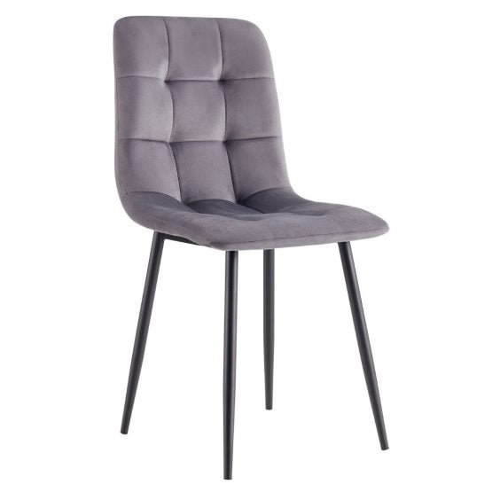 Fiore 7 Pce Dining - Black Marble/Grey Velvet Chairs