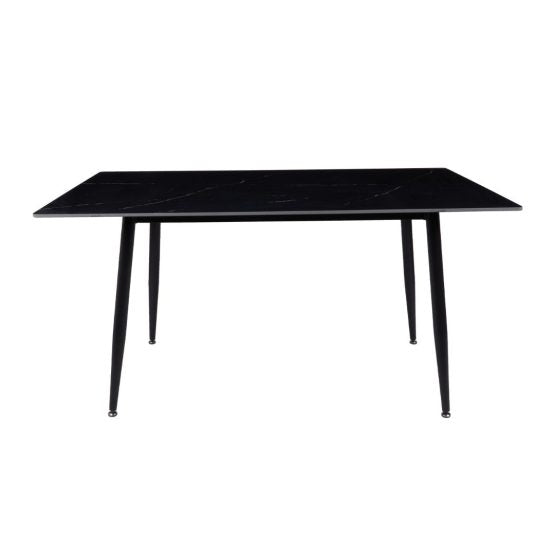Fiore 7 Pce Dining - Black Marble/Grey Velvet Chairs