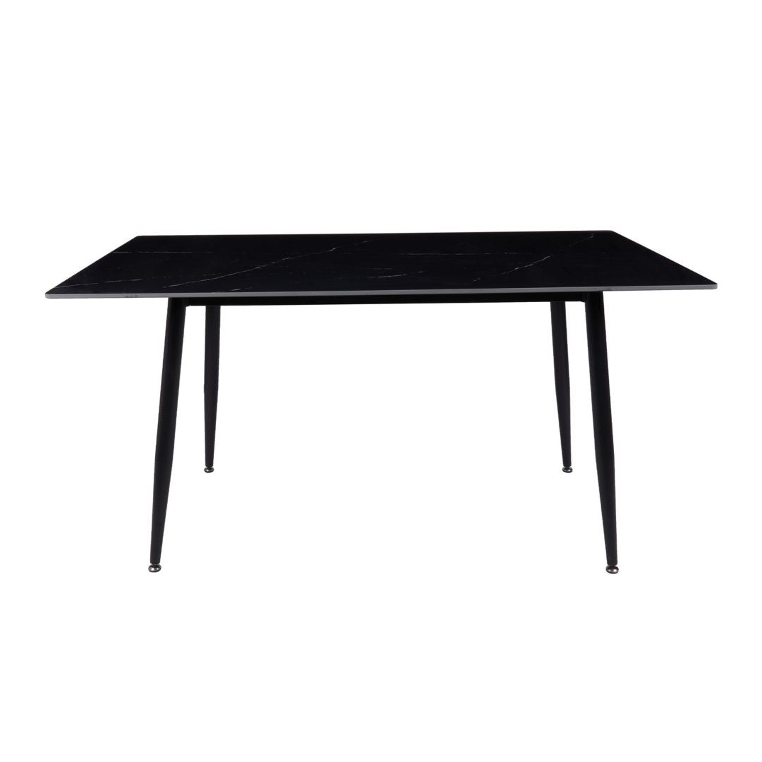 Fiore 7 Pce Dining - Black Marble with Fabric Chairs