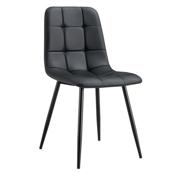 Fiore 7 Pce Dining White Marble/Black Faux Leather Chairs