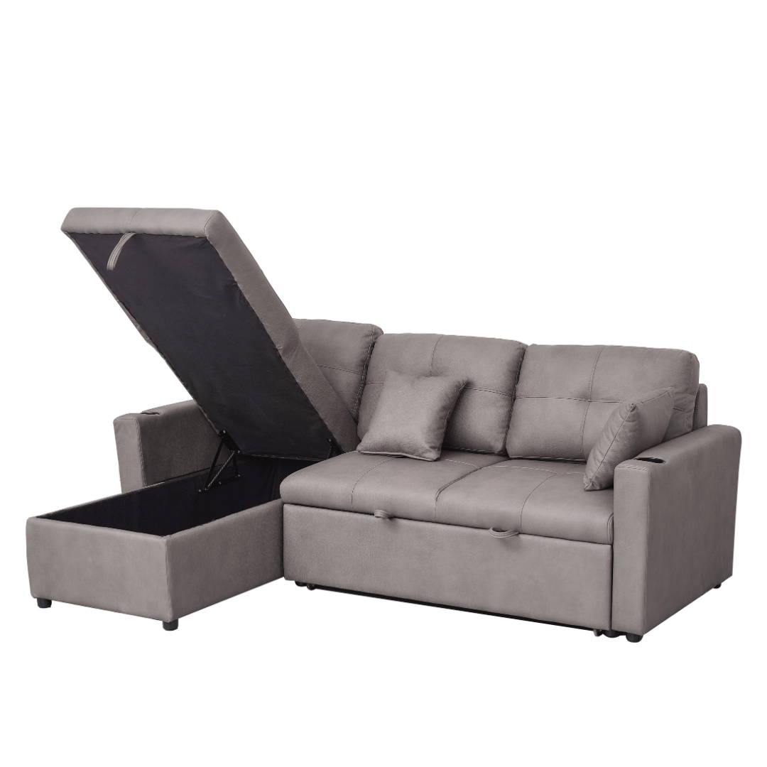 Romy Sofa Bed with storage chaise Truffle II