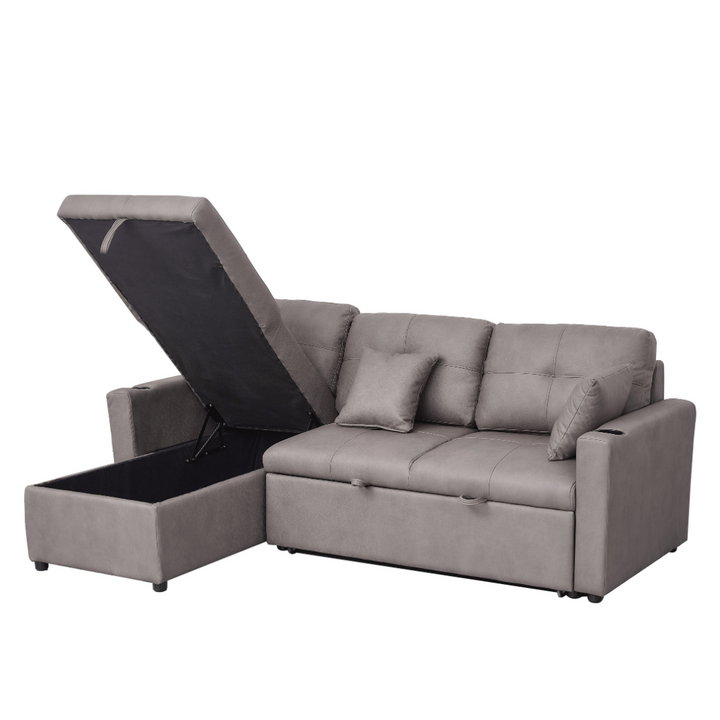 Romy Sofa Bed with storage chaise Truffle II