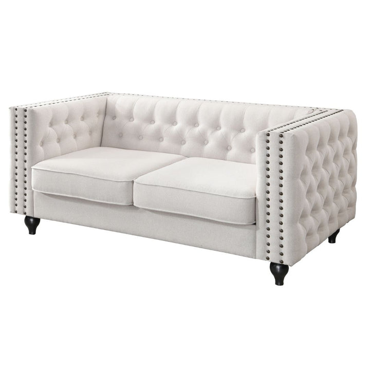 Mayfair 3 Seater Tufted Sofa Natural