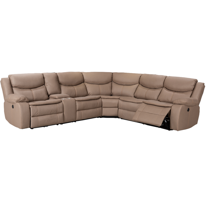 Otto 6 Pc Corner Recliner Suite Power Motion - Brown