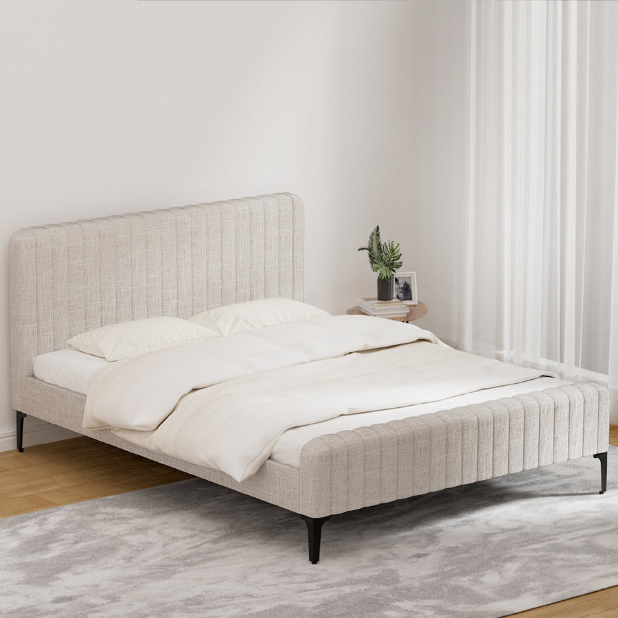 Artiss AMMY Queen Size Bed Frame in Beige Fabric – Pilbara Bathroom Warehouse Perth and regional Western Australia