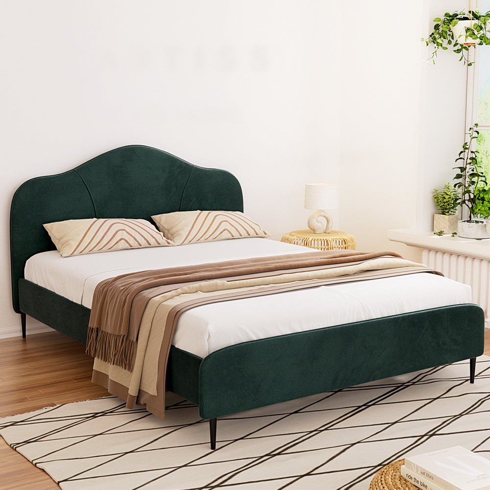 Artiss OLAN Queen Size Bed Frame in Dark Green Velvet – Pilbara Bathroom Warehouse Perth and regional Western Australia