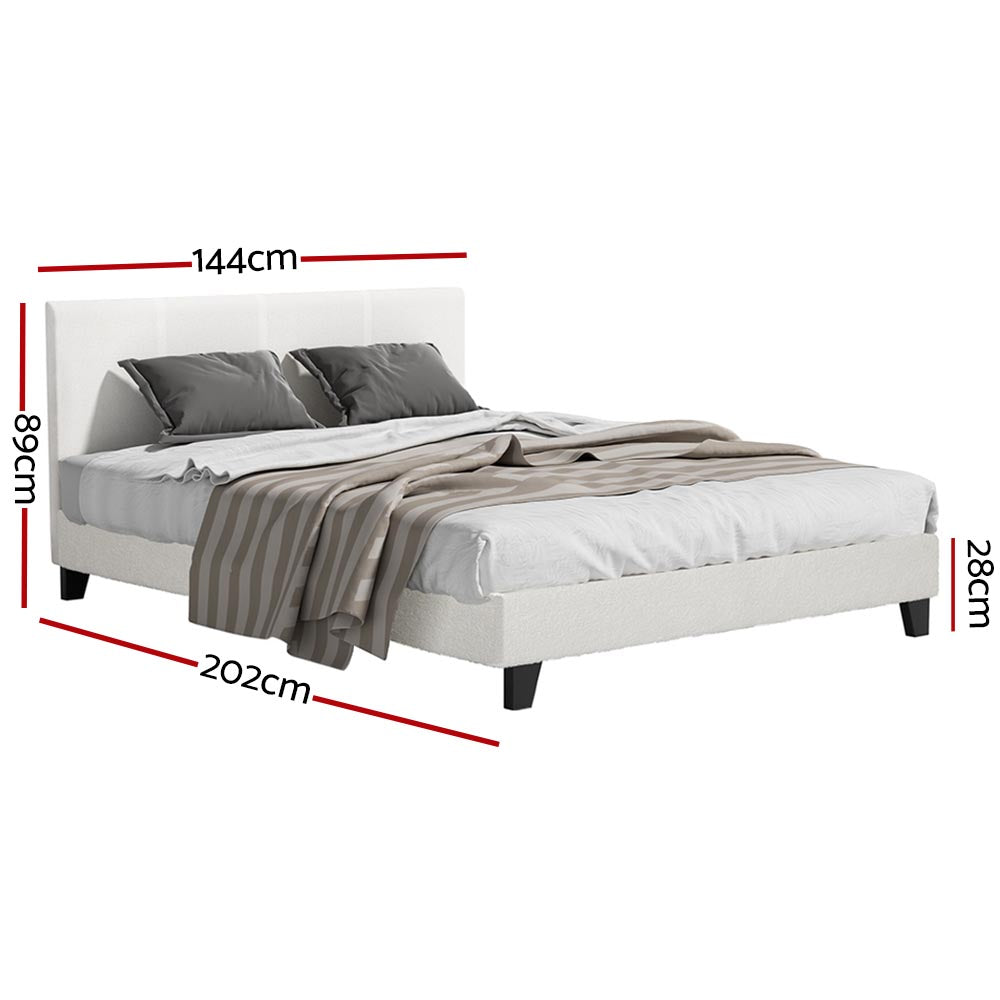 Artiss NEO Double Size Bed Frame in Bouclé Fabric – Pilbara Bathroom Warehouse Perth and regional Western Australia